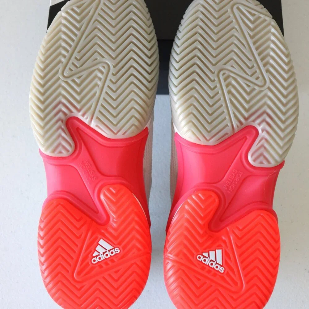 Adidas Barricade 13 Cloud White / Champagne Met. / Lucid Red Tennis Women Size 9